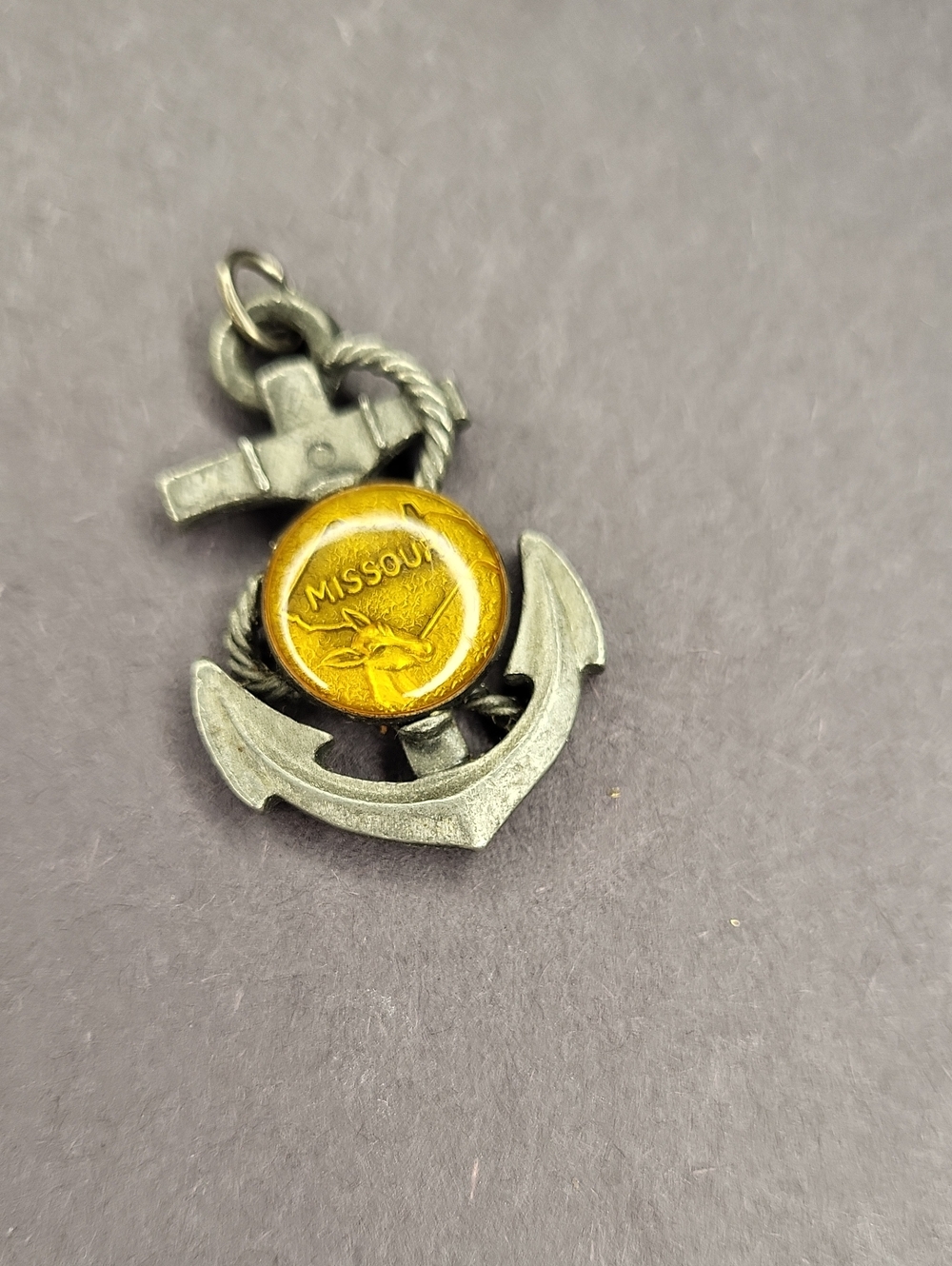 Anchor Charm Pendant with Golden Missouri Coin Accent